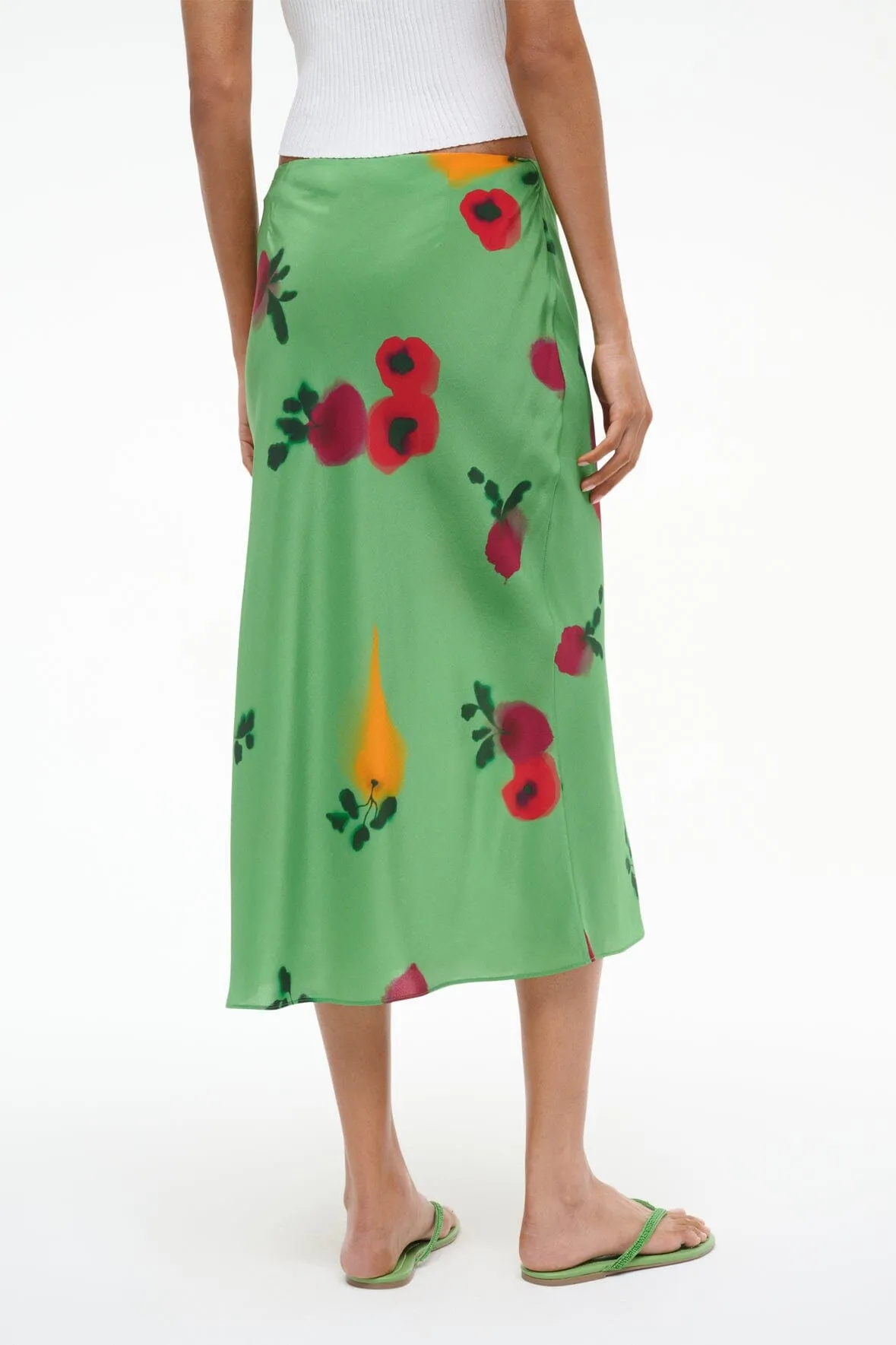 ANGELA SILK SKIRT | FARMERS MARKET LEAF