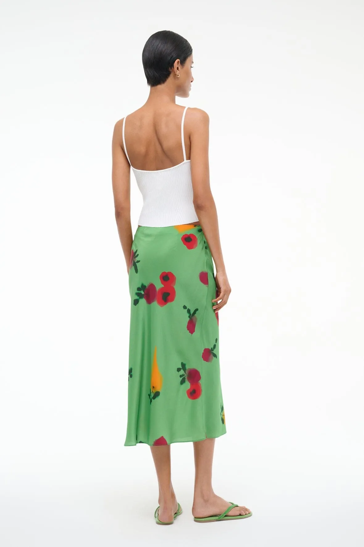 ANGELA SILK SKIRT | FARMERS MARKET LEAF