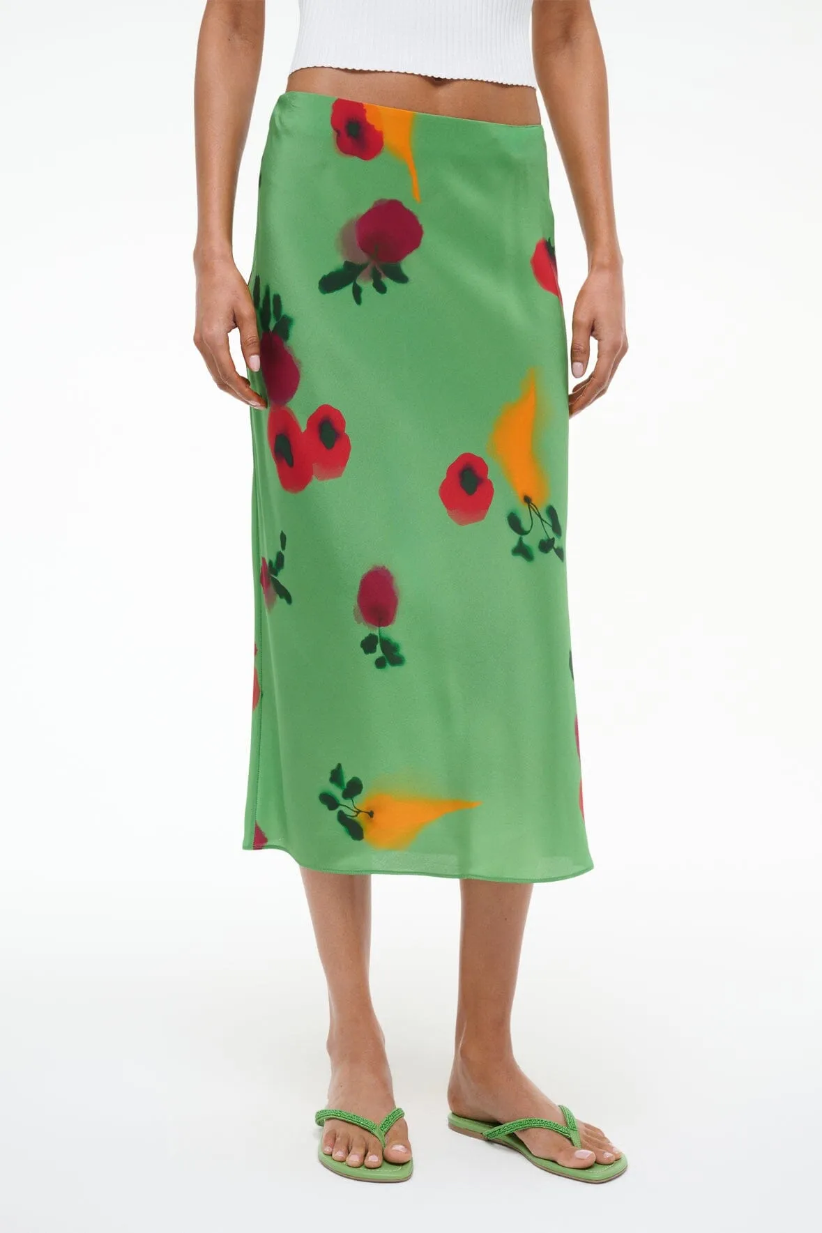 ANGELA SILK SKIRT | FARMERS MARKET LEAF