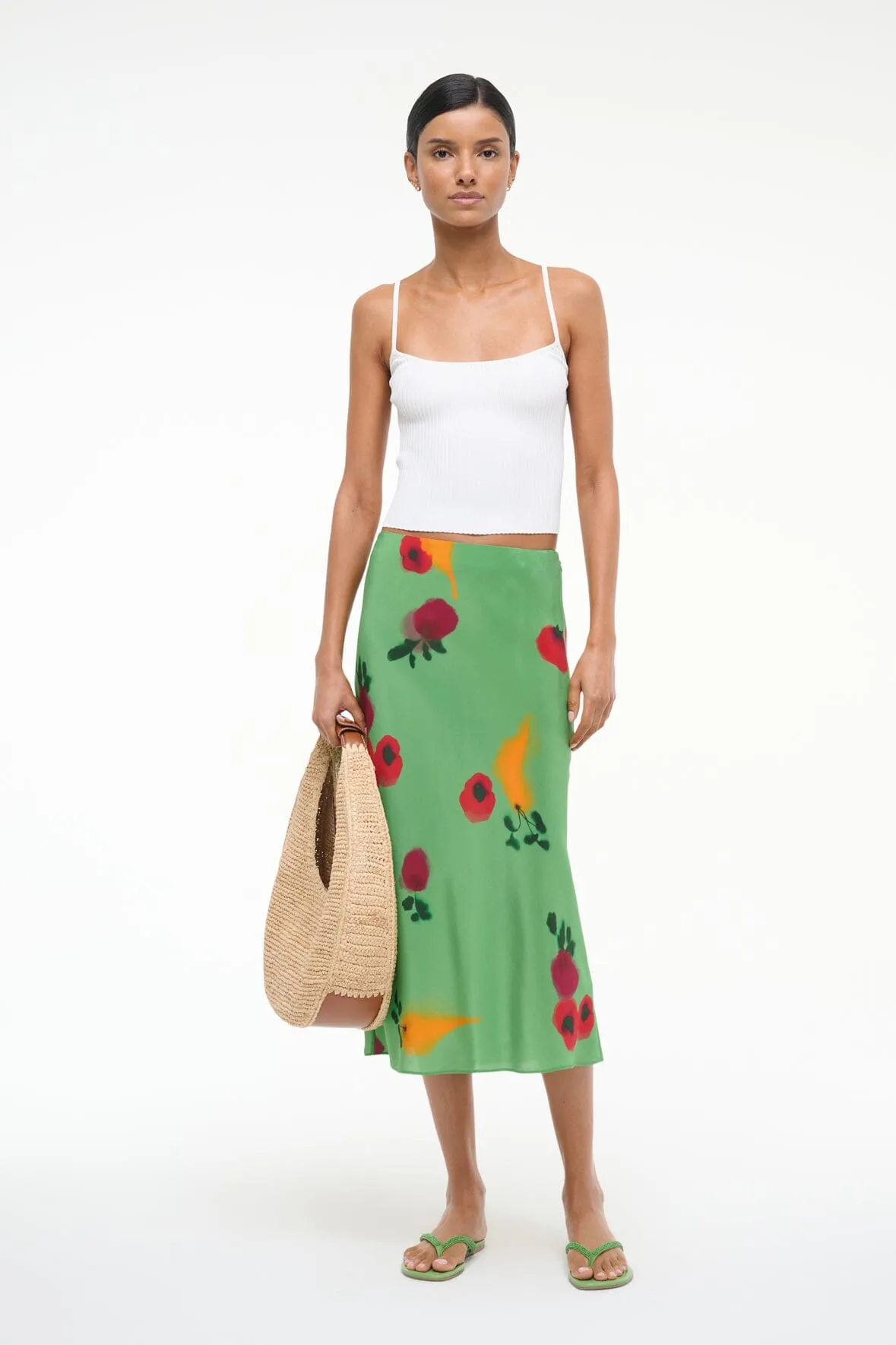 ANGELA SILK SKIRT | FARMERS MARKET LEAF