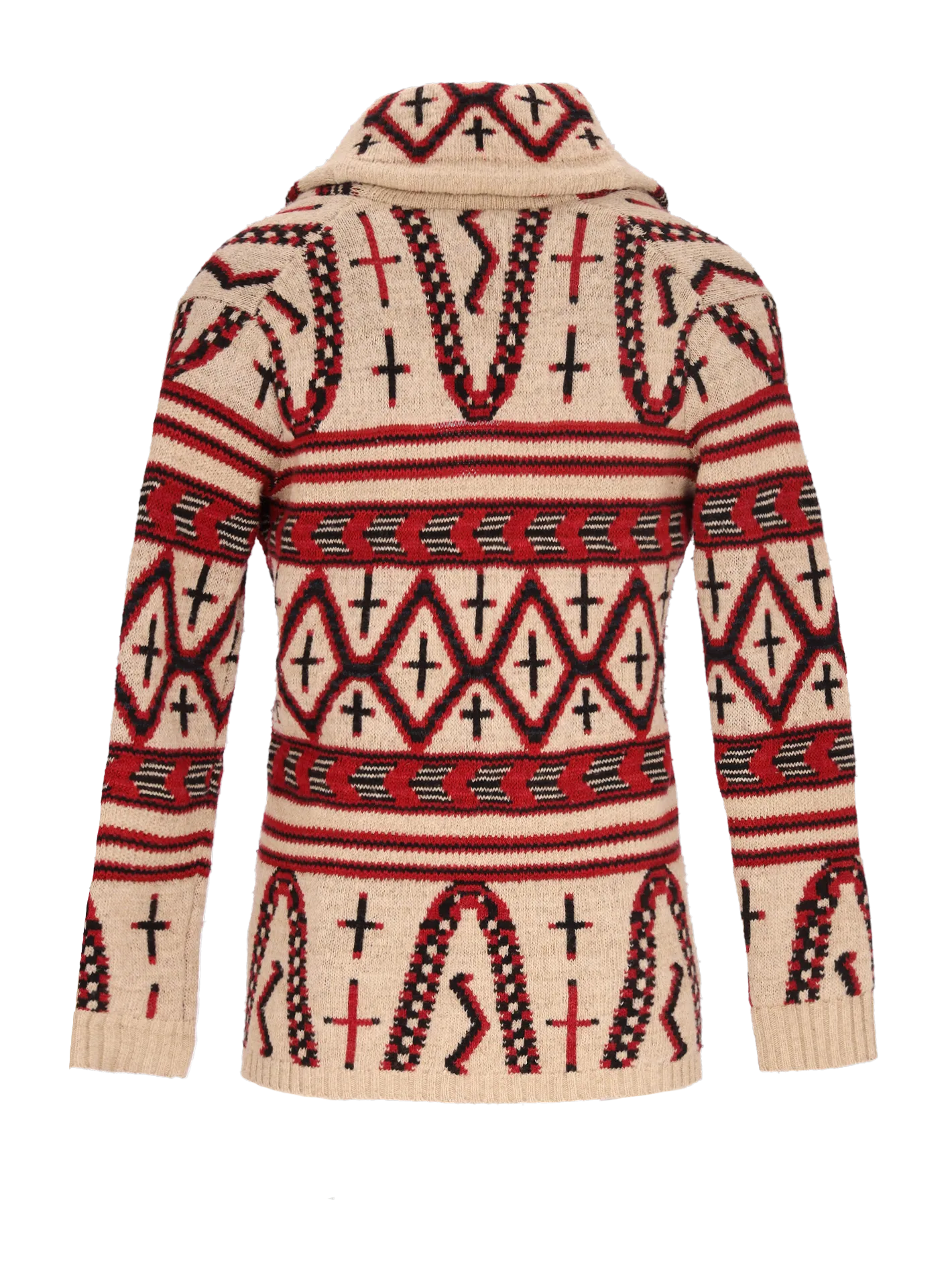 aztec-print shawl-lapel cardigan