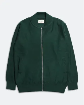 Essa Zipped Cardigan - Forest Green Wool Blend