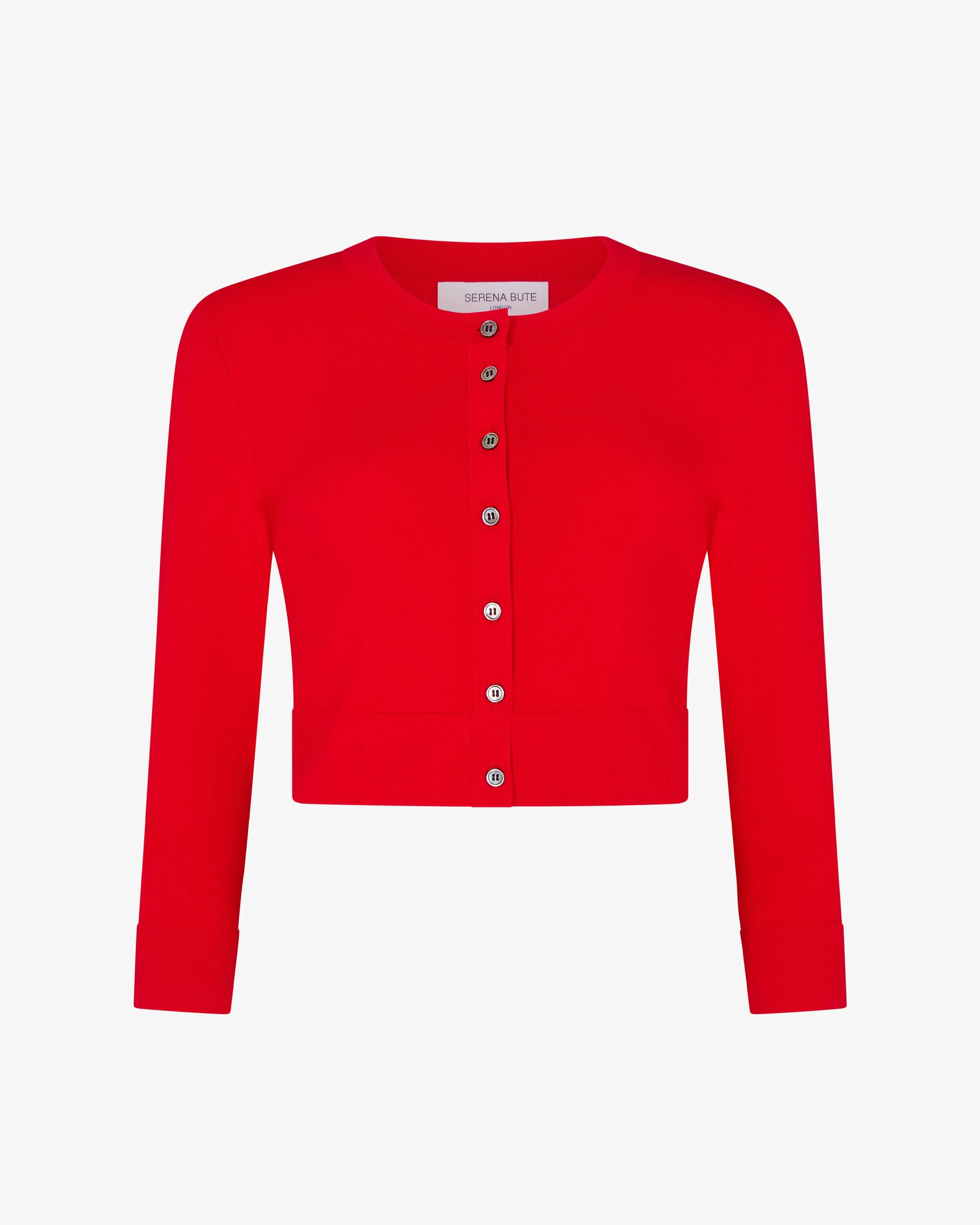 Fitted Cropped Cardigan - Red