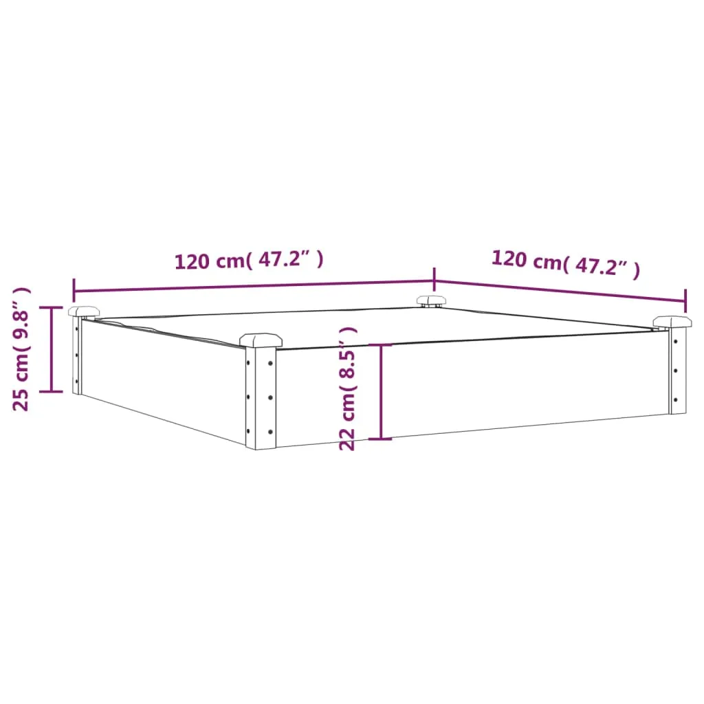 Garden Raised Bed with Liner 120x120x25 cm Solid Wood Fir