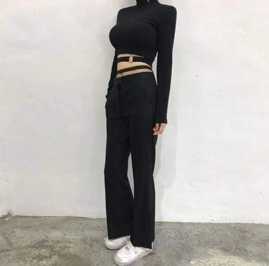 Gothic Sexy Long Sleeves Crop Top