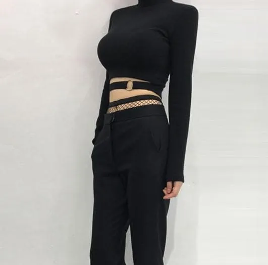 Gothic Sexy Long Sleeves Crop Top
