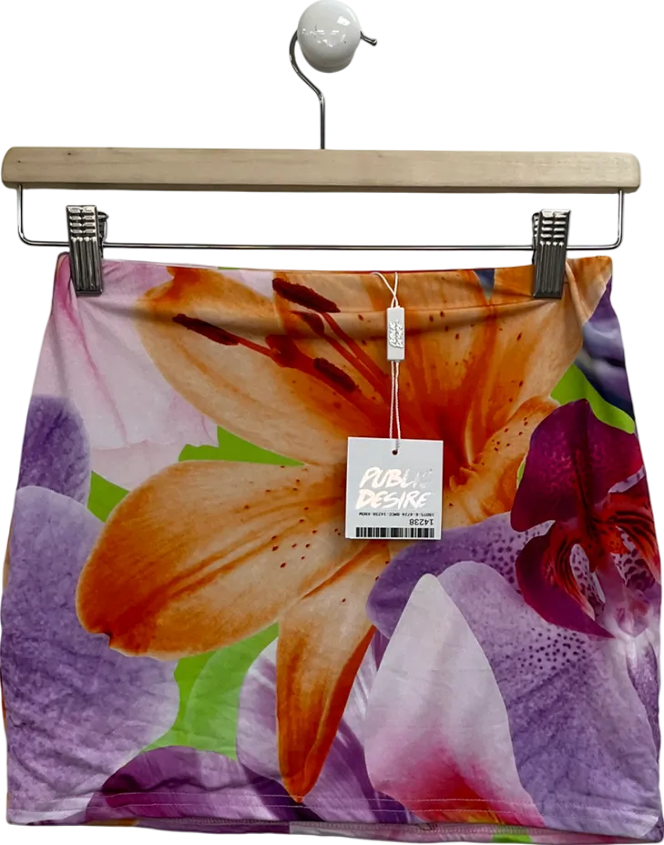 Public Desire Multicoloured Printed Floral Micro Skirt UK 10