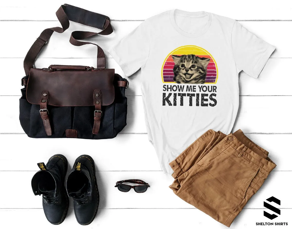 Show Me Your Kitties Grey Unisex Funny T-Shirt