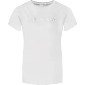 T-shirt Donna Pinko - Start T-Shirt Jersey Logo Pink - Bianco