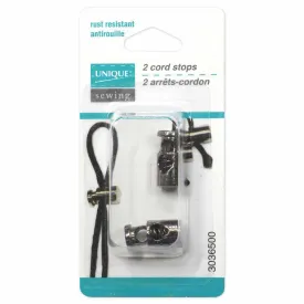 UNIQUE SEWING Metal Cord Stops - Gunmental - 2 pcs
