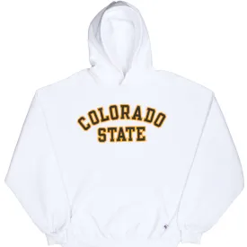 VINTAGE RUSSEL COLORADO STATE UNIVERSITY WHITE HOODIE SWEATSHIRT 1990S XL